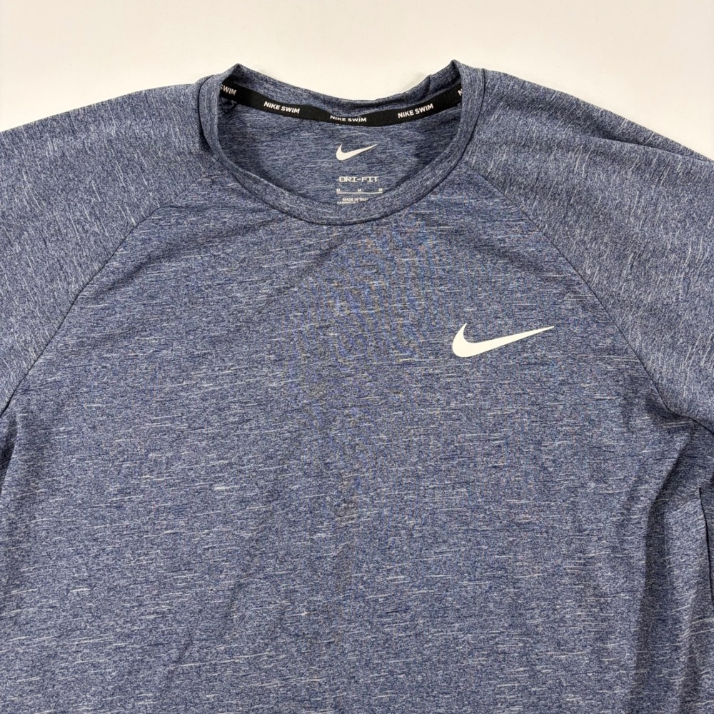 Nike Swim Shirt Mens Medium Dri-FIT UPF 40+ Heathered Blue Performance